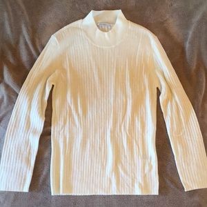 Alexa Chung Off-White Ribbed Mockneck Sweater